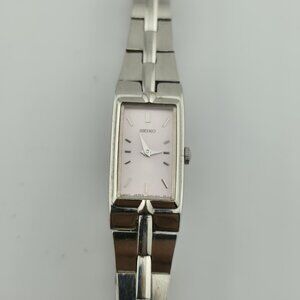 SEIKO Watch Pink Dial Ladies Stainless steel Quartz Sz 5 1/2 Cute Dainty Working
